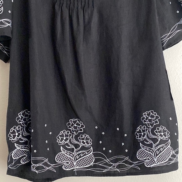 JM Collection Black Linen Short Sleeve Top Shirt Blouse size 16 - Picture 3 of 7